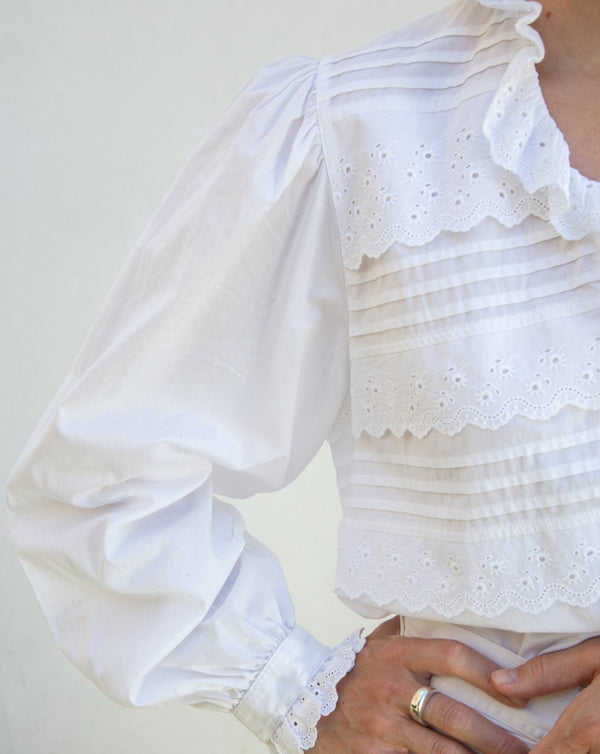 Vintage Eyelet Poet Sleeve Blouse