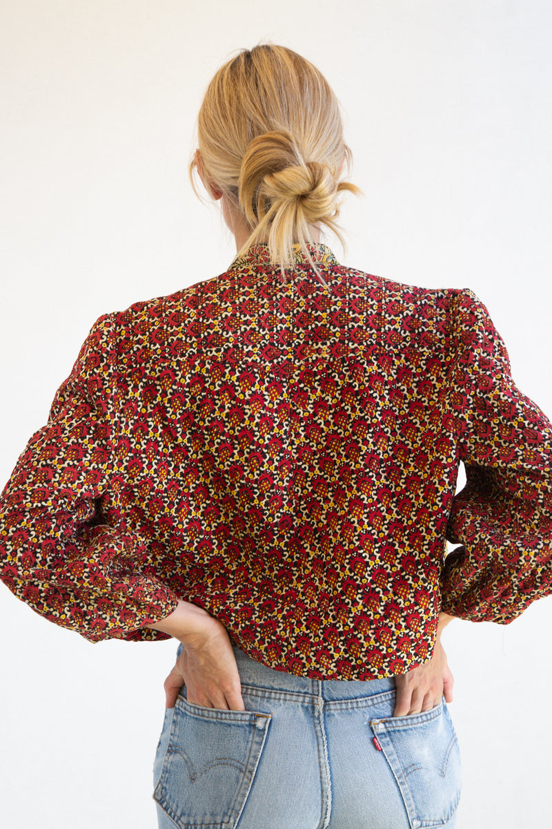 Vintage Embellished Indian Block Print Jacket