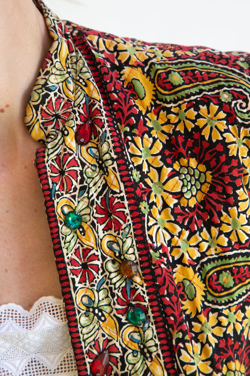 Vintage Embellished Indian Block Print Jacket