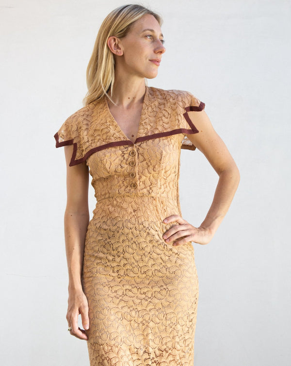 1940's Toffee Lace Dress