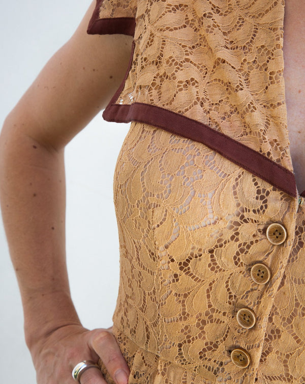 1940's Toffee Lace Dress