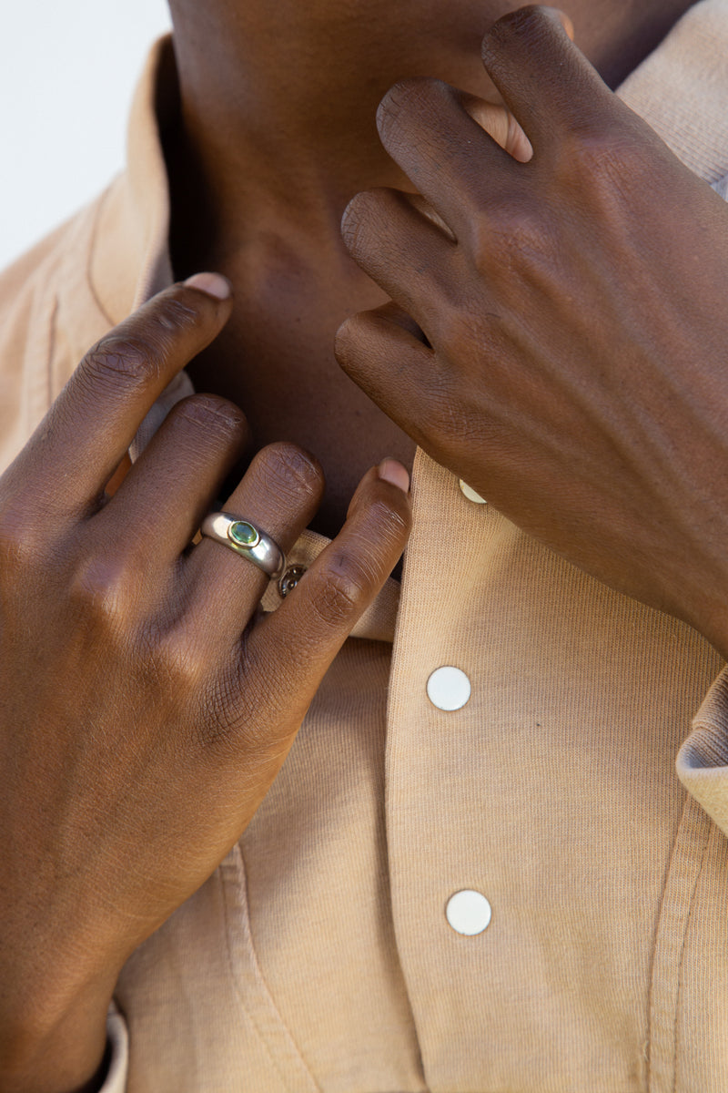 1990s Sterling Silver and Peridot Ring