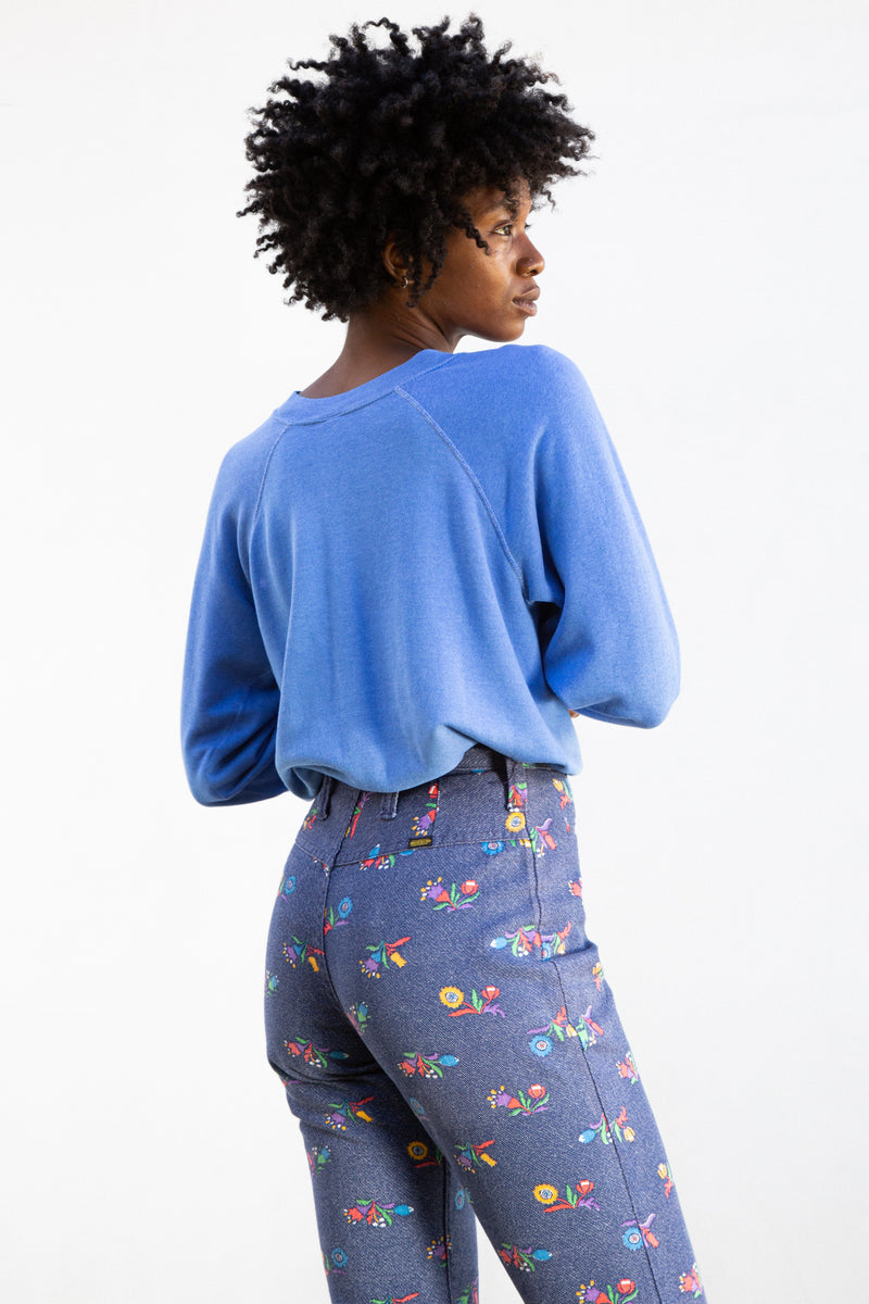 1970s Floral Print Maverick Bell Bottoms