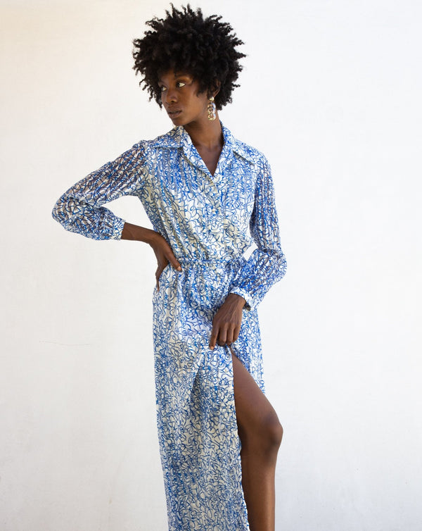 1970's Baron Peters Silk Maxi Dress