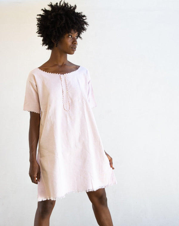 Vintage Pink French Linen Dress