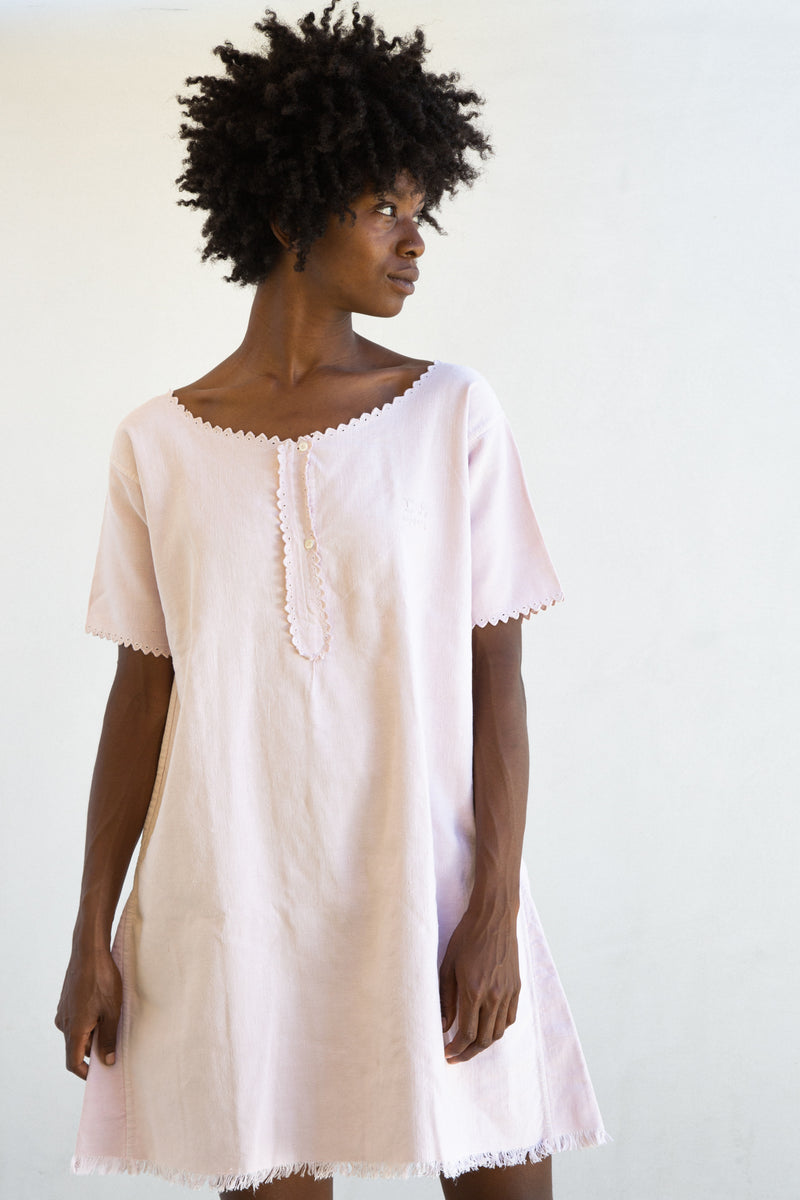 Vintage Pink French Linen Dress