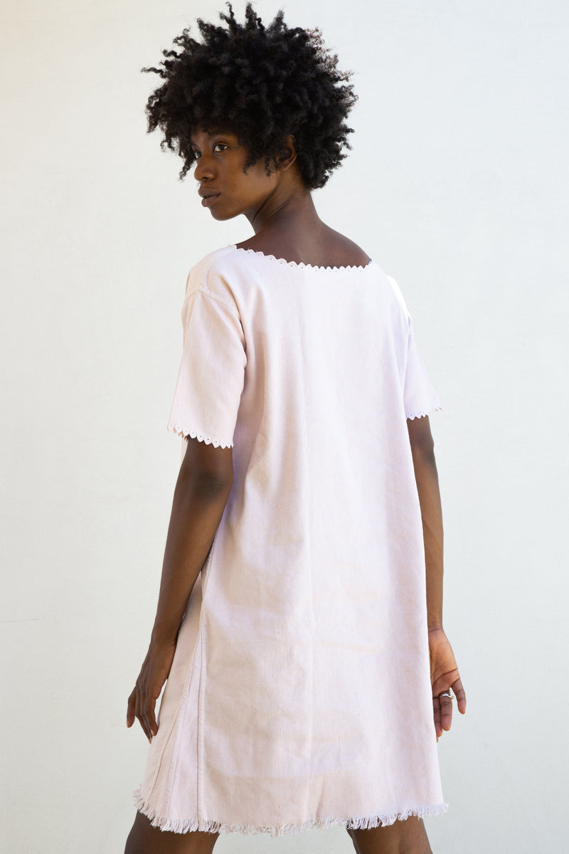 Vintage Pink French Linen Dress