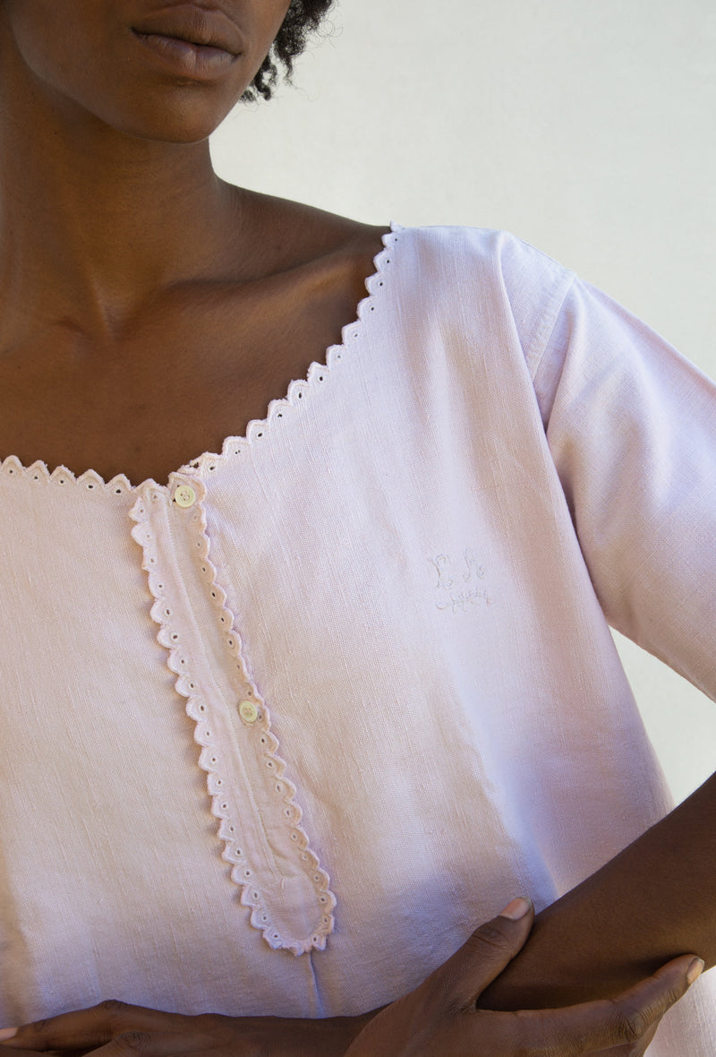 Vintage Pink French Linen Dress