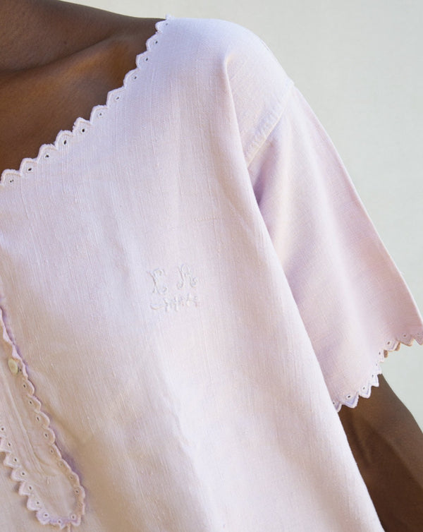 Vintage Pink French Linen Dress