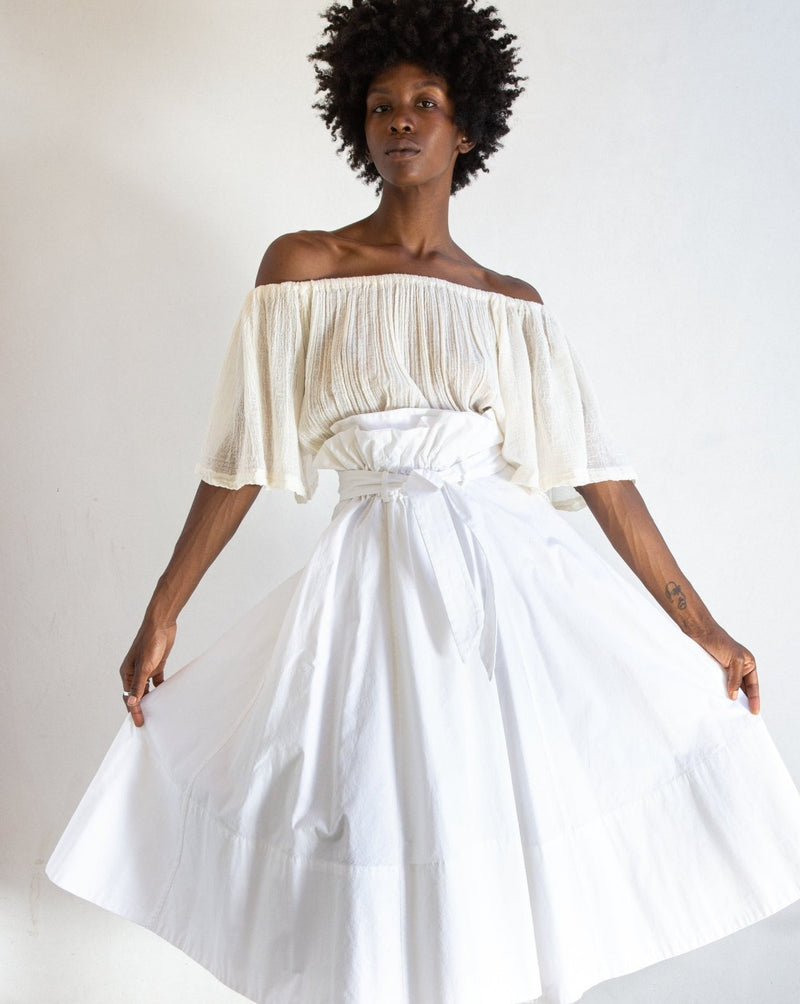 Vintage White Poplin Paper Bag Skirt