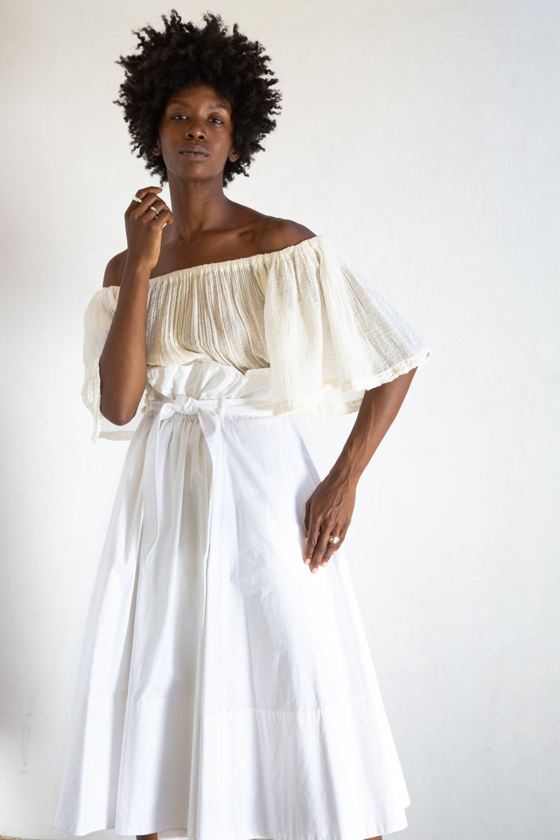 Vintage White Poplin Paper Bag Skirt