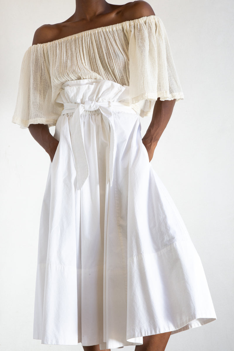 Vintage White Poplin Paper Bag Skirt