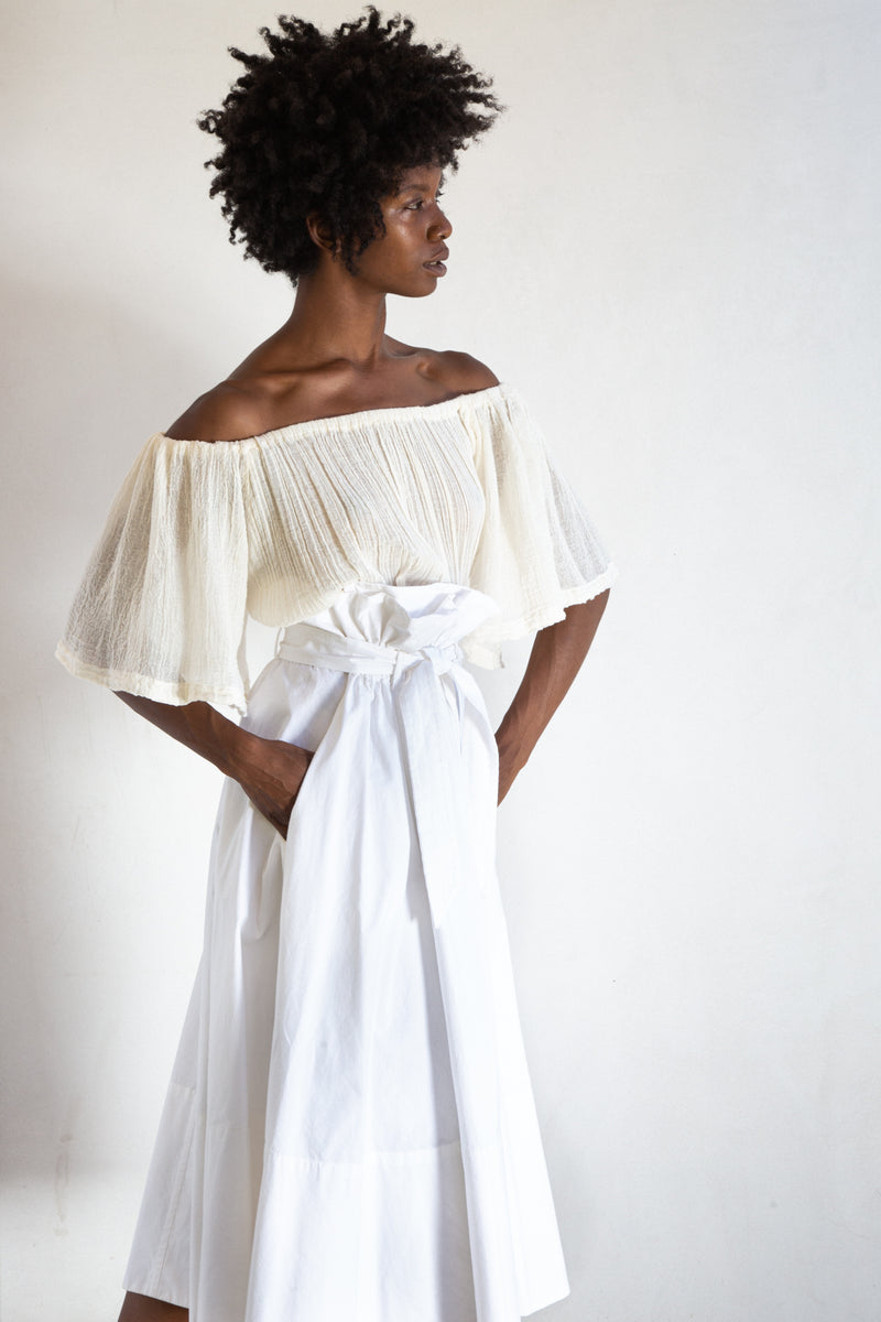 Vintage White Poplin Paper Bag Skirt