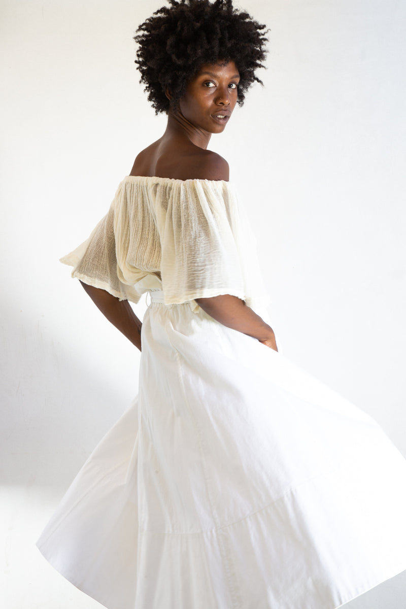 Vintage White Poplin Paper Bag Skirt