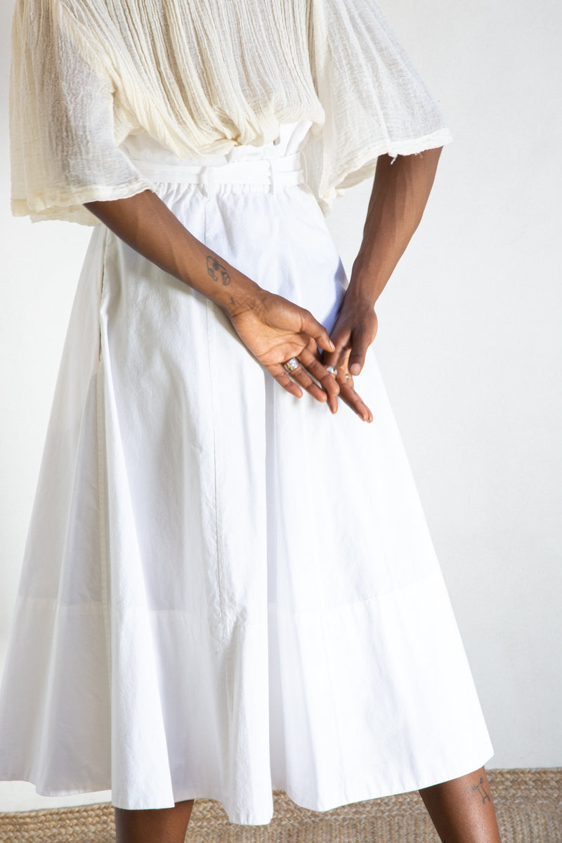Vintage White Poplin Paper Bag Skirt