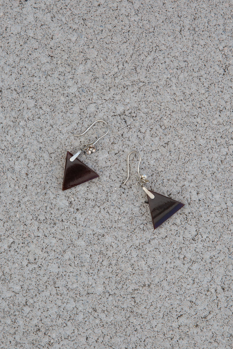 Vintage Sterling Silver and Carved Amber Earrings