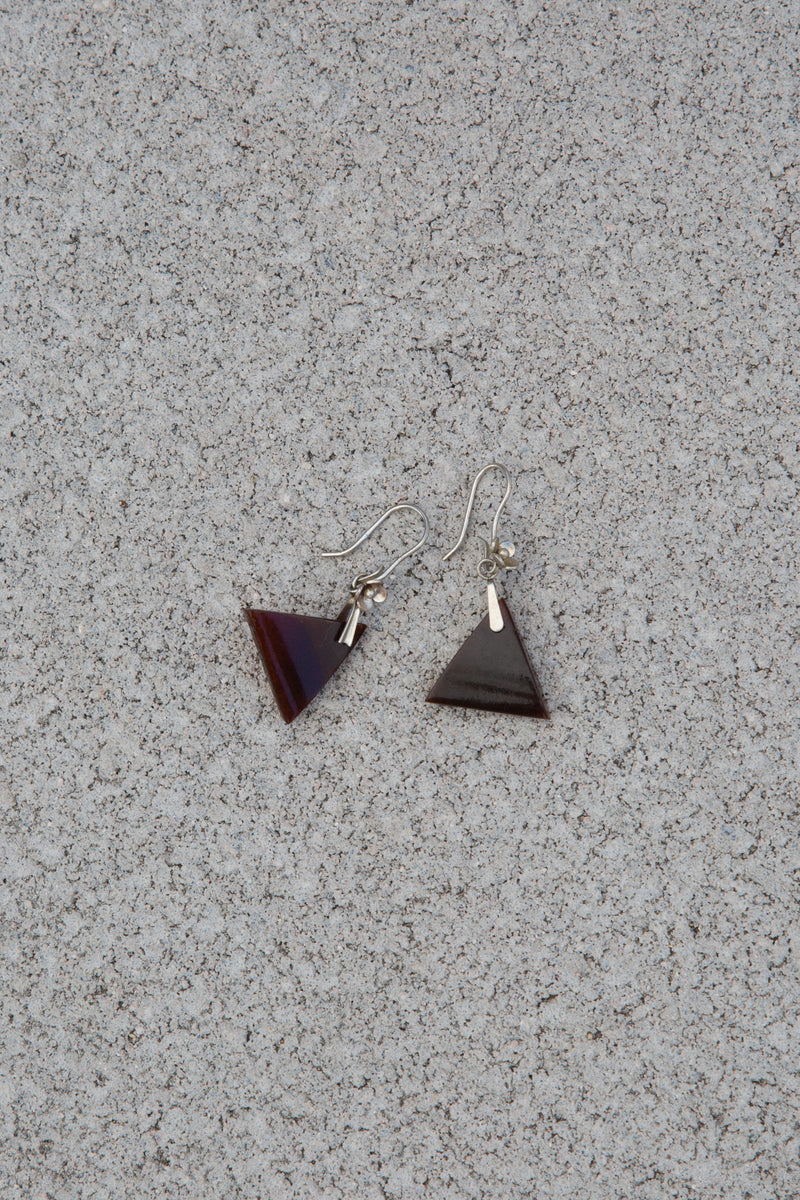 Vintage Sterling Silver and Carved Amber Earrings