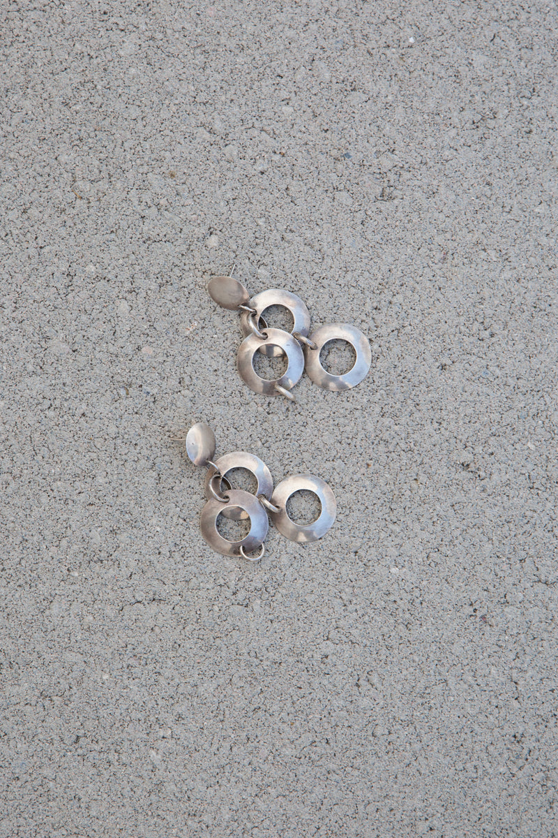 1980s Sterling Silver Discs Earring