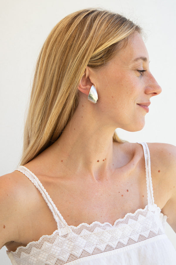 1990s Sterling Silver Cuff Earrings