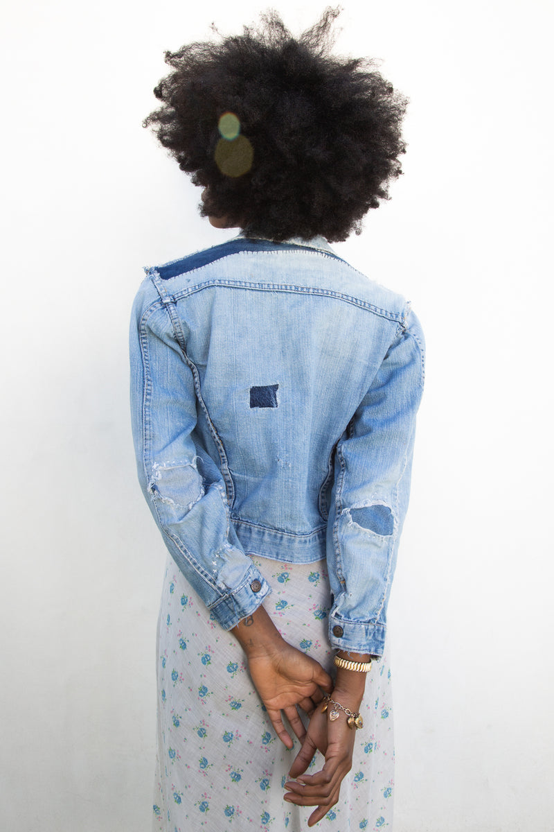 1960s Denim Jacket with Hand Stitched Repairs