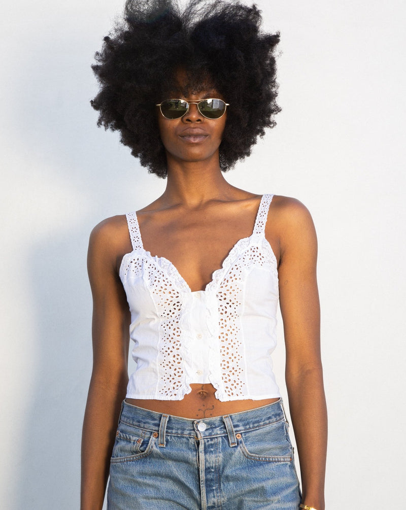 1950s White Eyelet Cami