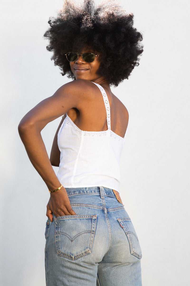 1950s White Eyelet Cami