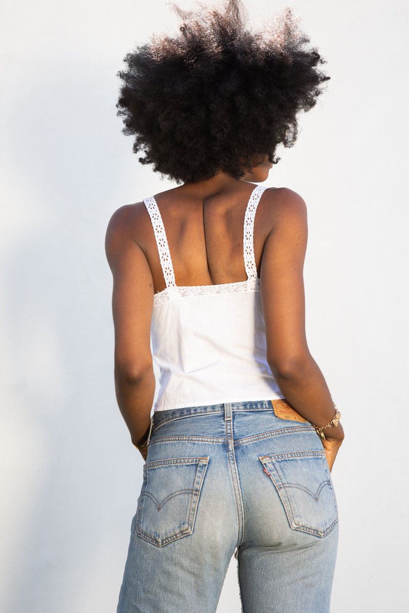 1950s White Eyelet Cami
