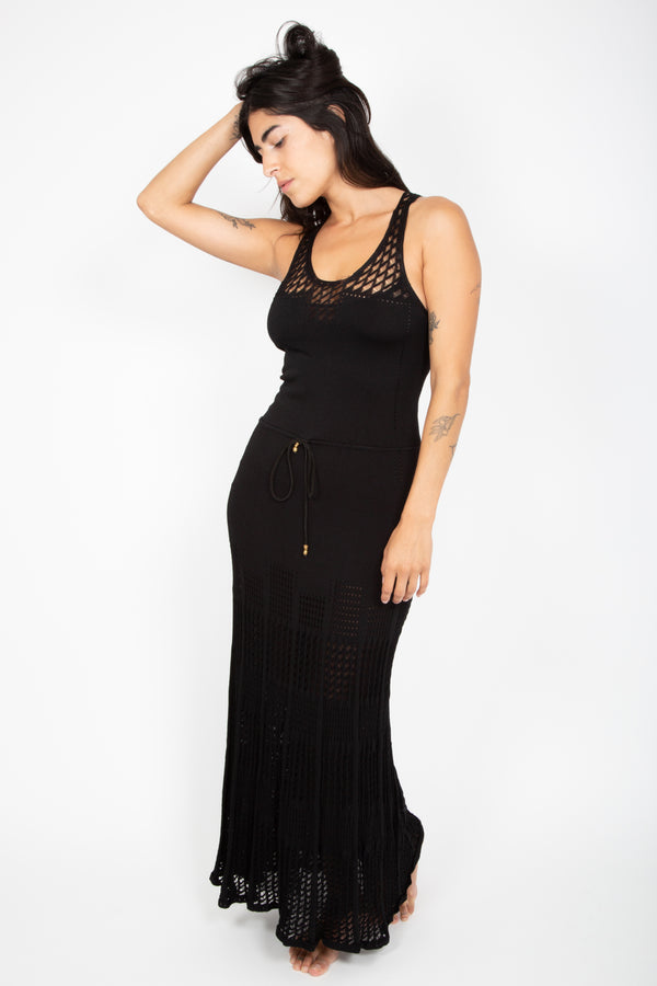 Vintage Philosophy Black Crochet Maxi Dress