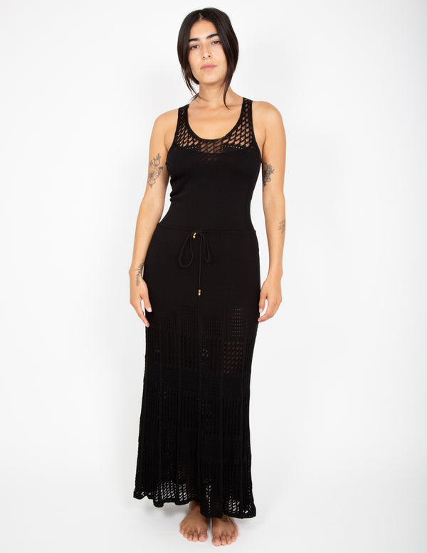 Vintage Philosophy Black Crochet Maxi Dress