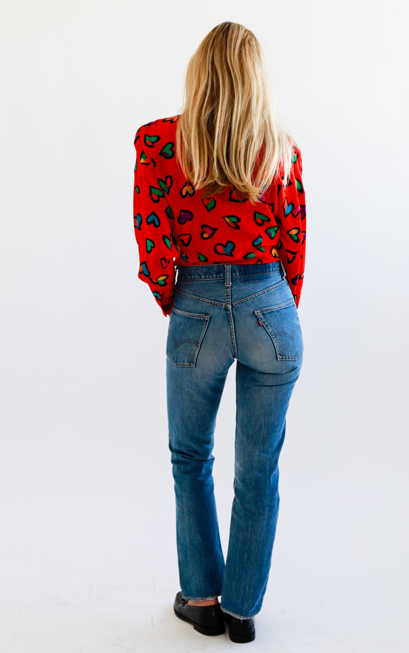 1980s Escada Heart Print Blouse