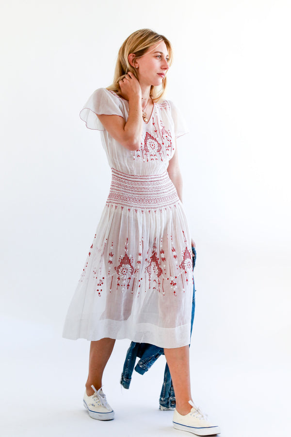 1930s Hungarian Embroidered Dress